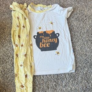 Kickee Pants Yellow and White 'My Little Honey Bee' Pajama Set